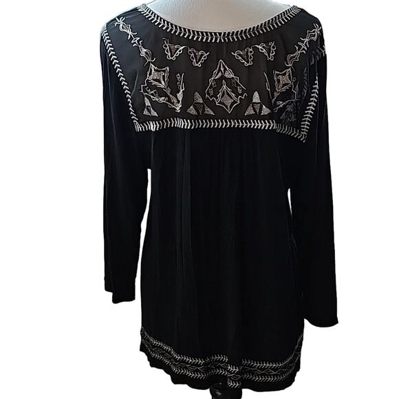 Womens Sz 1X Black Shear Babydoll Silver Embellished Whimsigoth Grunge Goth Top - Picture 2 of 10